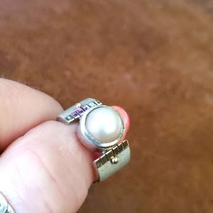 Silpada Sterling Silver, 14k Gold, Pearl Ring